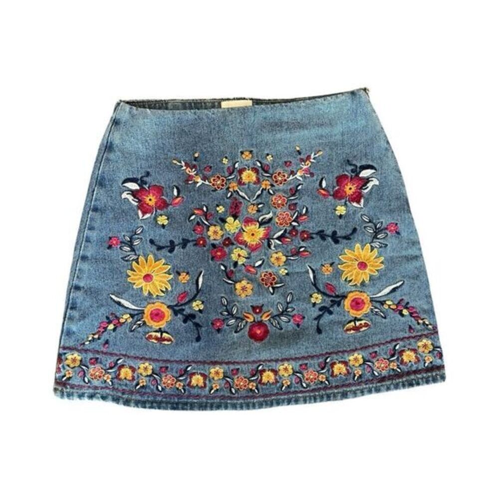 Harper Heritage Embroidered Denim Mini Skirt